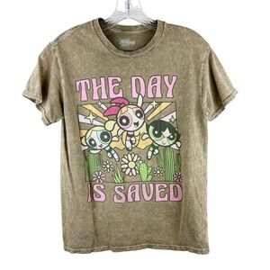 Powerpuff Girls Shirt Women Small Green The Day Is Saved Graphic Tee Shirt